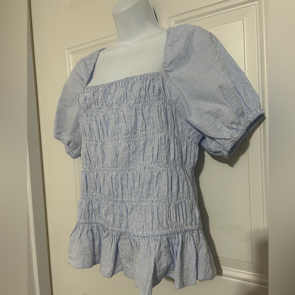 Buffalo David Bitton Light Blue Striped Blouse